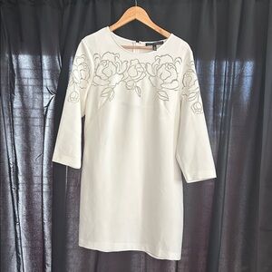 White House Black Market Elegant White Floral Sheath Dress